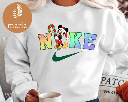 Nike x Mickey Christmas Crewneck Sweatshirt, Trendy Christmas Sweatshirt, Nike Christmas Sweatshirt, Nike Crewneck Sweatshirt