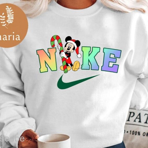 Nike x Mickey Christmas Crewneck Sweatshirt, Trendy Christmas Sweatshirt, Nike Christmas Sweatshirt, Nike Crewneck Sweatshirt