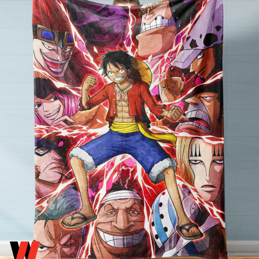 Luffy And Captain Pirates One Piece Anime Blanket, One Piece Merchandise