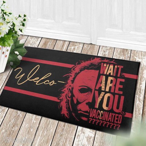 Michael Myers Wait Are You Vaccinated Halloween  Doormat, Halloween Front Door Decoration