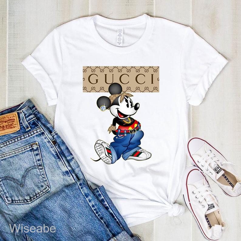 Men's GUCCI #01 NUMBER Mickey Mouse Basketball Jersey Coffee
