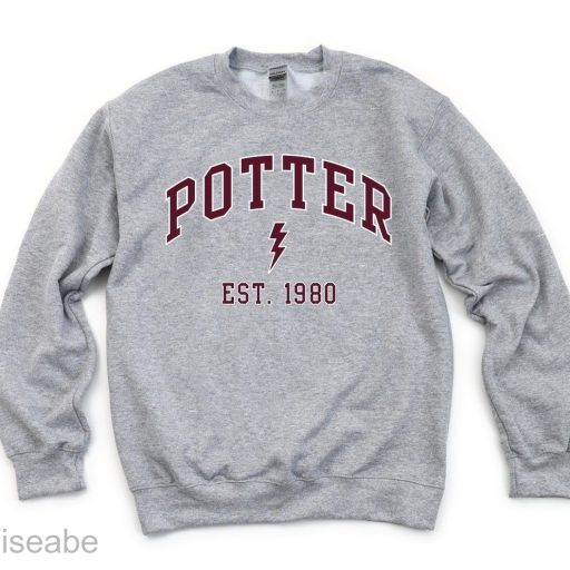 Potter Lightning Symbol Est 1980 Harry Potter Crew Neck Sweatshirt, Harry Potter Merchandise