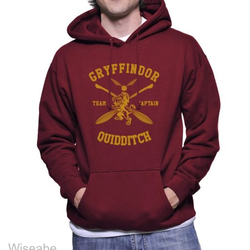 Gryffindor Quidditch Team Captain Yellow Logo Womens Harry Potter Hoodie, Harry Potter Merchandise