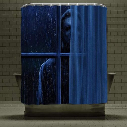 Horror Outside Window Rainy Day Michael Myers Shower Curtain