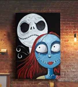 Unique Jack And Sally Halloween Canvas Painting