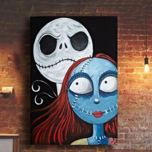 Unique Jack And Sally Halloween Canvas Painting