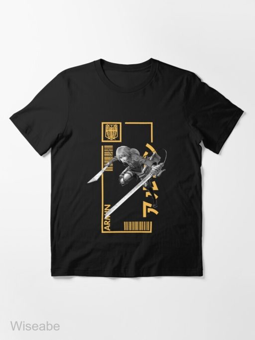 Armin Arlelt  Attack On Titan Typography 3 Essential T-Shirt, Attack On Titan Vintage Shirt