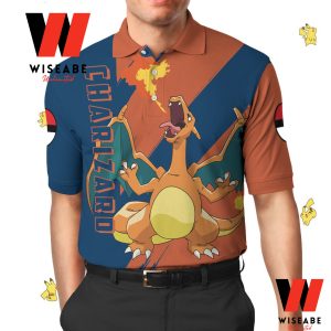 Cheap Orange Collar Charizard Pokemon Polo Shirt, Xmas Gifts For Dad