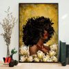 Black Queen With Flowers Wall Art Poster, Gifts For Black Moms