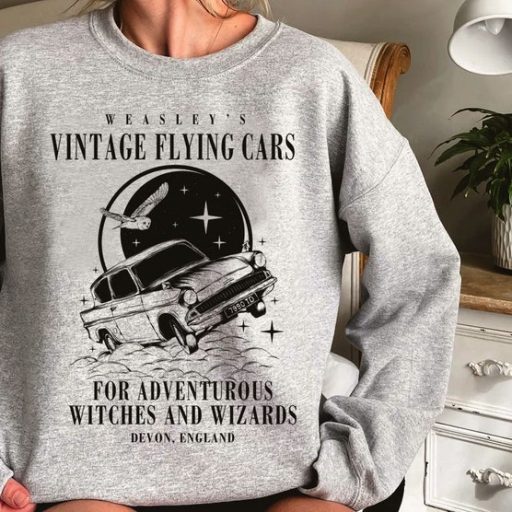 Weasleys Vintage Flying Cars For Adventurous Witches And Wizards Sweatshirt,  Harry Potter Merchandise