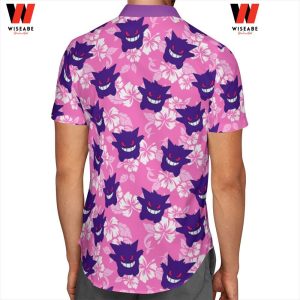 Cheap Pink Tropical Flowers Gengar Pokemon Hawaiian Shirt, Gengar Shirt