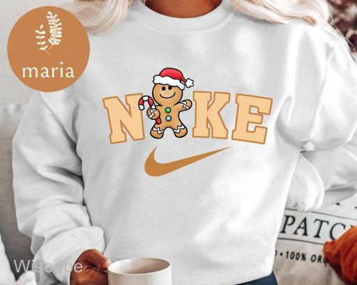 Nike x Gingerbread Christmas Crewneck Sweatshirt, Trendy Christmas Sweatshirt, Nike Christmas Sweatshirt, Nike Crewneck Sweatshirt