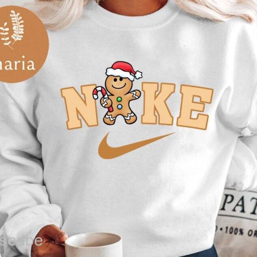 Nike x Gingerbread Christmas Crewneck Sweatshirt, Trendy Christmas Sweatshirt, Nike Christmas Sweatshirt, Nike Crewneck Sweatshirt