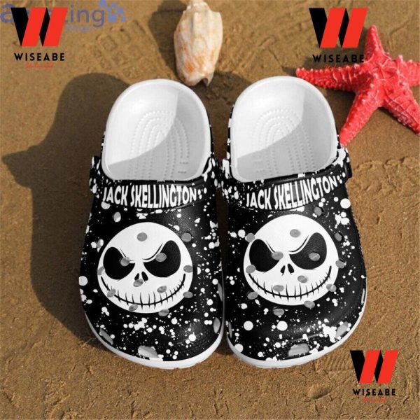 Black Jack Skellington Face Disney Halloween Crocs, Halloween Gifts For Adults