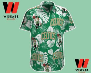 Cheap NBA Basketball Tropical Trees Boston Celtics Hawaiian Shirt