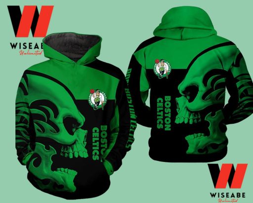 Green Skull NBA Basketball Boston Celtics Hoodie, Boston Celtics Gift For Fans