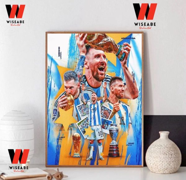 Cheap Argentina Team Goat Messi Poster Wall Art, Argentina Campeon Del Mundo 2022 Poster