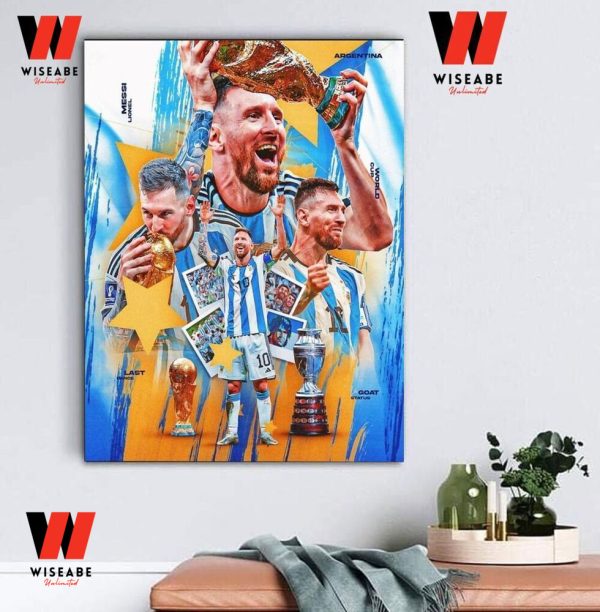 Cheap Argentina Team Goat Messi Poster Wall Art, Argentina Campeon Del Mundo 2022 Poster