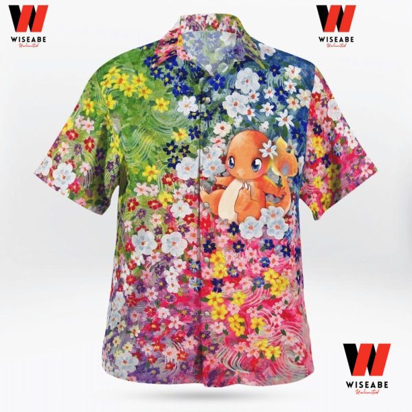 Cheap Charmander Playing With Summer Flowers  Pokemon Hawaiian Shirt, Charmander Shirt