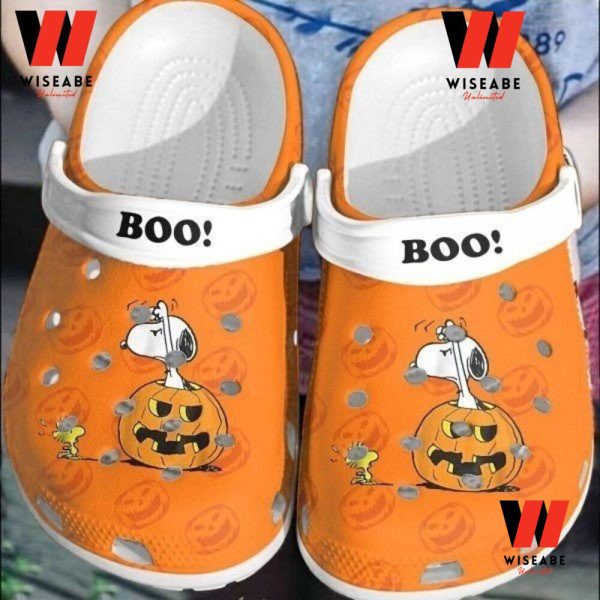 Cheap Snoopy Dog Play With Pumpkin Halloween Crocs, Halloween Gift For Girlfriend