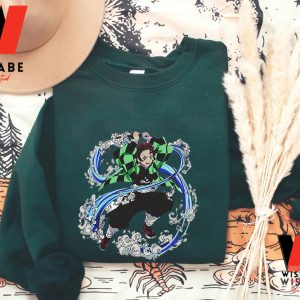 Cheap Water Breathing Tanjiro Demon Slayer Anime Embroidered Hoodie, Kimetsu No Yaiba Merch