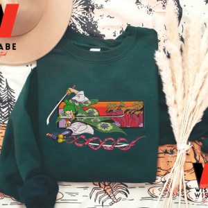 Cheap Zoro In Wano One Piece Anime Embroidered Sweatshirt, One Piece Anime Gifts For Him