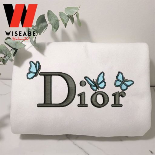 Embroidered Butterfly Dior Logo T Shirt, Christian Dior Mens Shirt, Gifts For Dad From Son