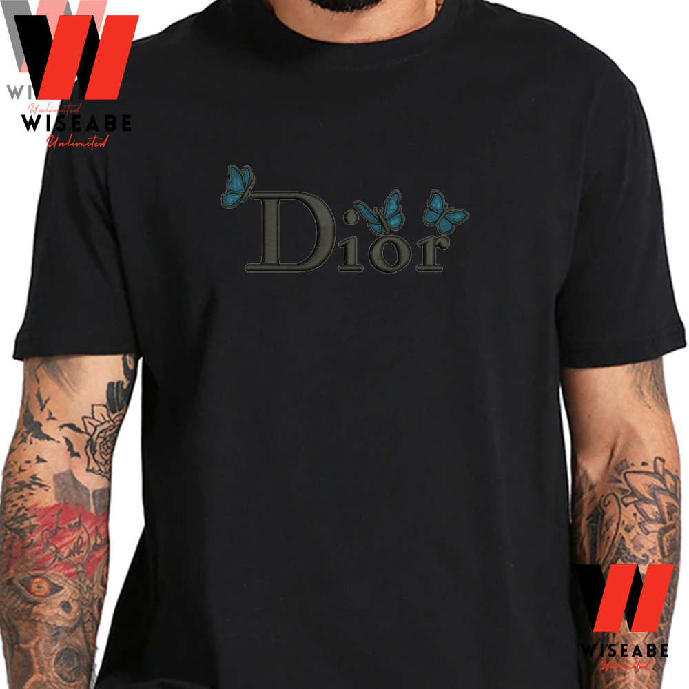 Embroidered Butterfly Dior Logo T Shirt, Christian Dior Mens Shirt