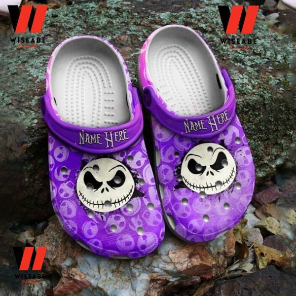 Custom Name Jack Skellington Face Halloween Crocs, Personalized Halloween Gifts