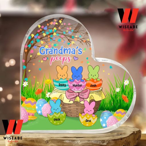 Customized Bunny Eggs Happy Easter Day Heart Acrylic Plaque,