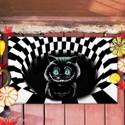 Cheshire Cat Alice In Wonderland 3D Illusion Doormat , Halloween Front Door Decoration