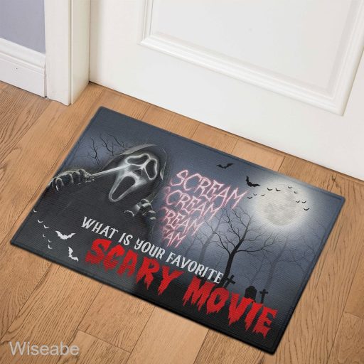 Scream Ghostface What Is Your Favorite Scary Movie Halloween 3D Doormat, Halloween Front Door Decoration