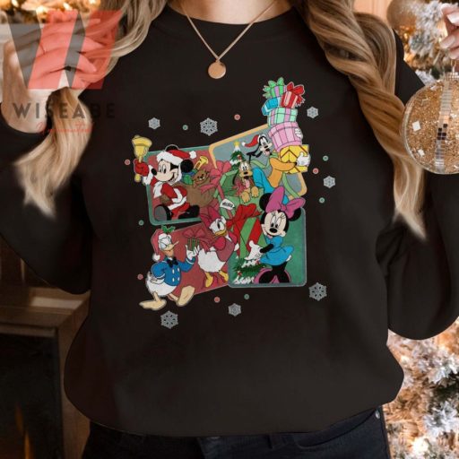 Vintage Merry Christmas With Mickey And Friends Disney Holiday Sweatshirt