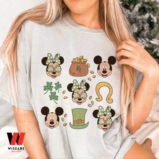 Vintage Disney Mickey And Friends Luckey Pattern Womens St Patricks Day Shirt, Disney St Patricks Day Gifts