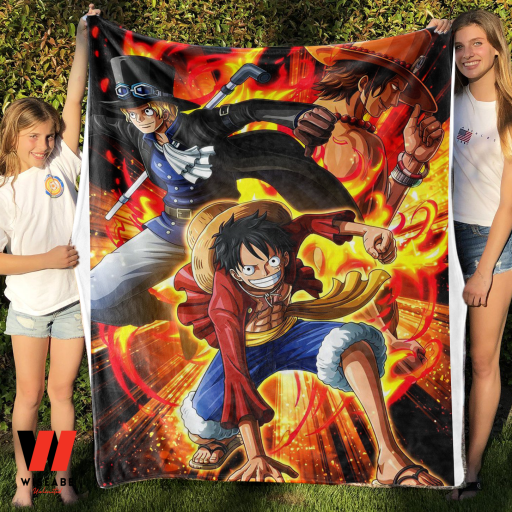 Portgas D Ace Sabo And Luffy One Piece Anime Fleece Blanket, One Piece Merchandise