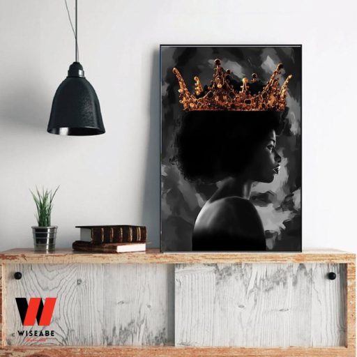 African American Black Queen With Crown Wall Art Poster, Gifts For Black Moms