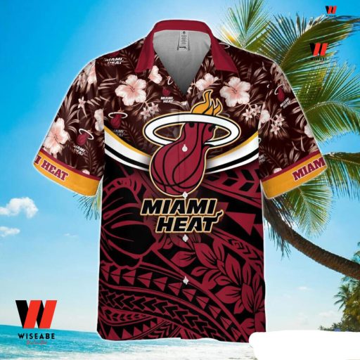 Cheap Tropical Flowers Red Logo NBA Basketball Miami Heat Hawaiian Shirt