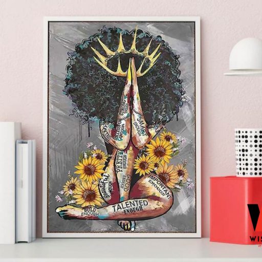 Creative Black Queen With Sunflower Wall Art Poster, Black Mothers Day Gifts