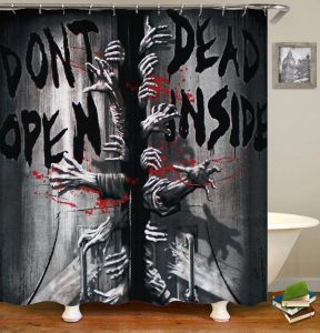 Open Inside Don't Open Scary Shower Curtain