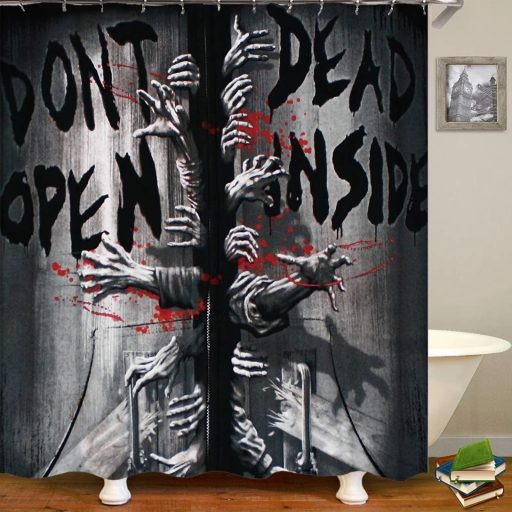 Open Inside Don’t Open Scary Shower Curtain