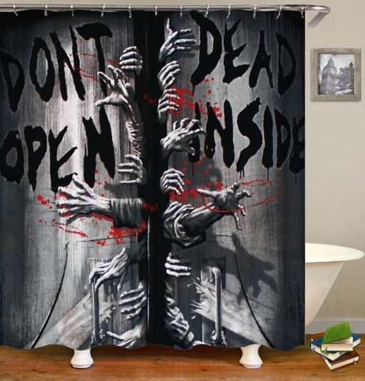 Open Inside Don’t Open Scary Shower Curtain