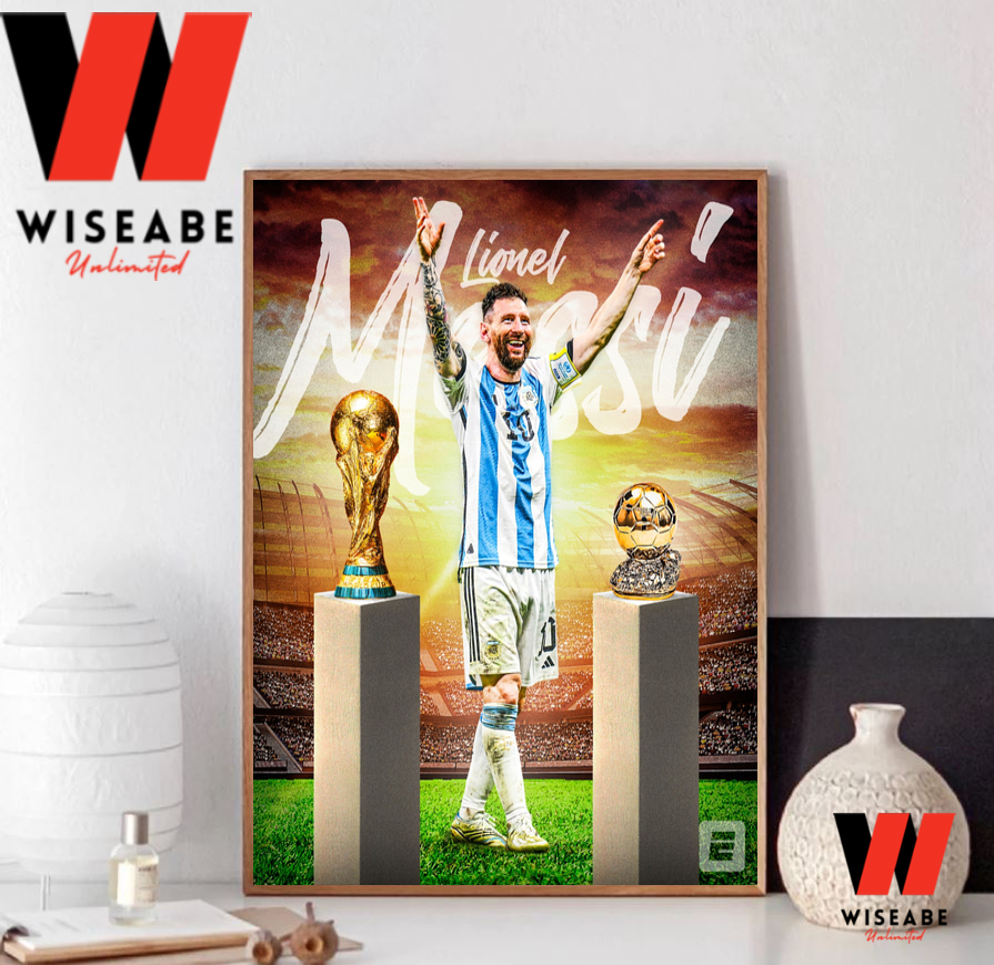 Lionel Messi Argentina Champions 2022 World Cup Soccer Trophy - POSTER  20"x30"