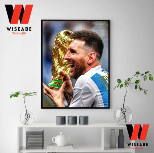 Hot Lionel Messi Raise The World Cup Trophy 2022 Poster