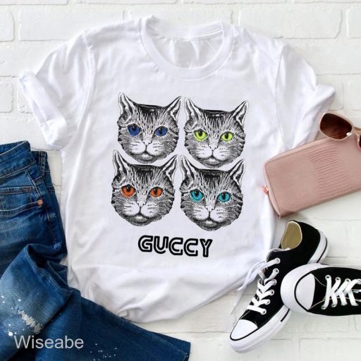 Four Cat With Gucci Logo T-Shirt