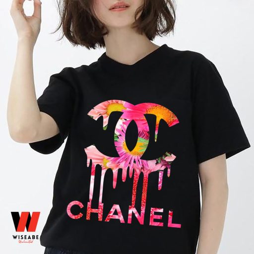 Cheap Floral Dripping Chanel Logo Shirt, Gift For Chanel Girl