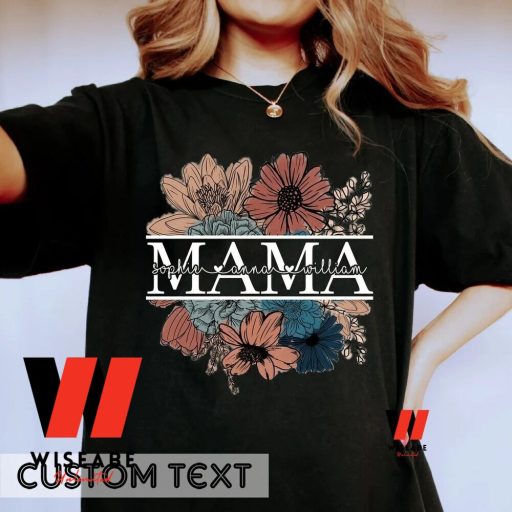 Vintage Custom Name Floral Mama T Shirt, Personalizied Mothers Day Shirt, Custom Mother’s Day Gifts