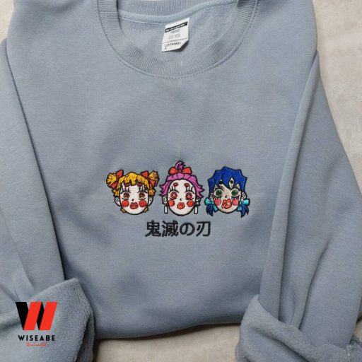 Funny Tanjiro Inosuke And Zenitsu Demon Slayer Anime Embroidered Sweatshirt, Gifts For Anime Lovers