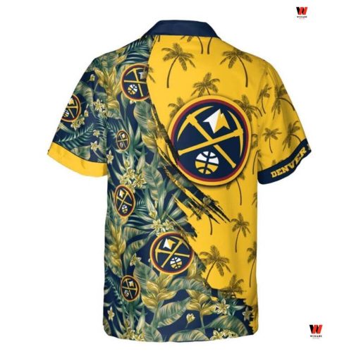 Cheap NBA Bassketball Tropical Trees Denver Nuggets Hawaiian Shirt