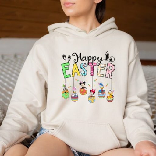 Disney Characters Happy Easter Shirt, Cute Easter Hoodie Gift, Easter Bunny Hoodie, Mickey And Friends Happy Easter Bunny Hoodie Sweatshirt