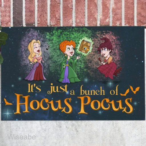 Hocus Pocus Sanderson Sister It’s Just A Bunch Halloween Doormat, Halloween Front Door Decoration